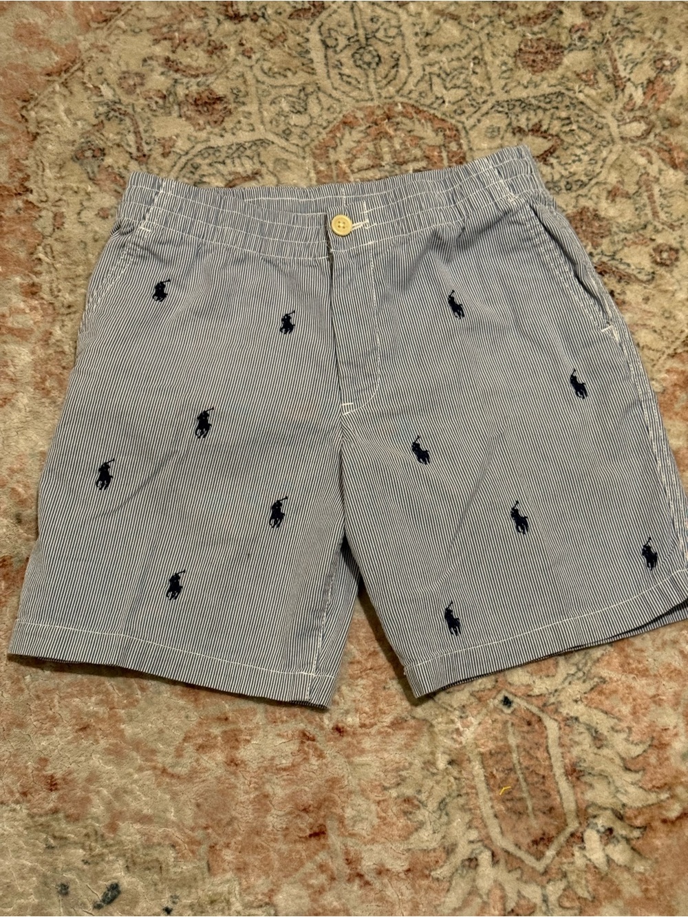 Polo by Ralph Lauren Navy Embroidered Seersucker Shorts
